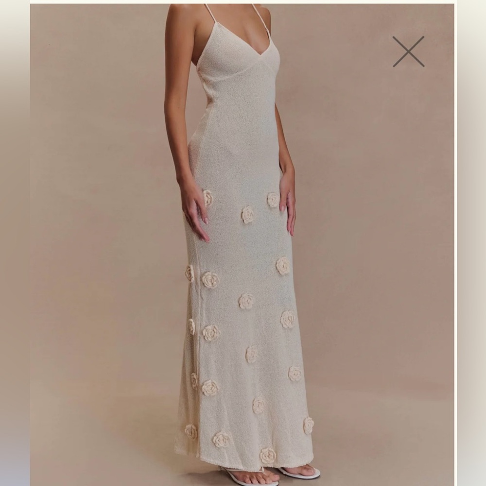 Crochet Maxi Dress with Flowers